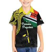 Personalised Vanuatu Penama Day Family Matching Off Shoulder Short Dress and Hawaiian Shirt Grunge Flag Style LT05 Son's Shirt Black - Polynesian Pride