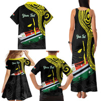 Personalised Vanuatu Penama Day Family Matching Tank Maxi Dress and Hawaiian Shirt Grunge Flag Style LT05 - Polynesian Pride
