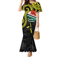Personalised Vanuatu Penama Day Mermaid Dress Grunge Flag Style - Polynesian Pride