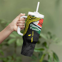 Personalised Vanuatu Penama Day Tumbler With Handle Grunge Flag Style - Polynesian Pride