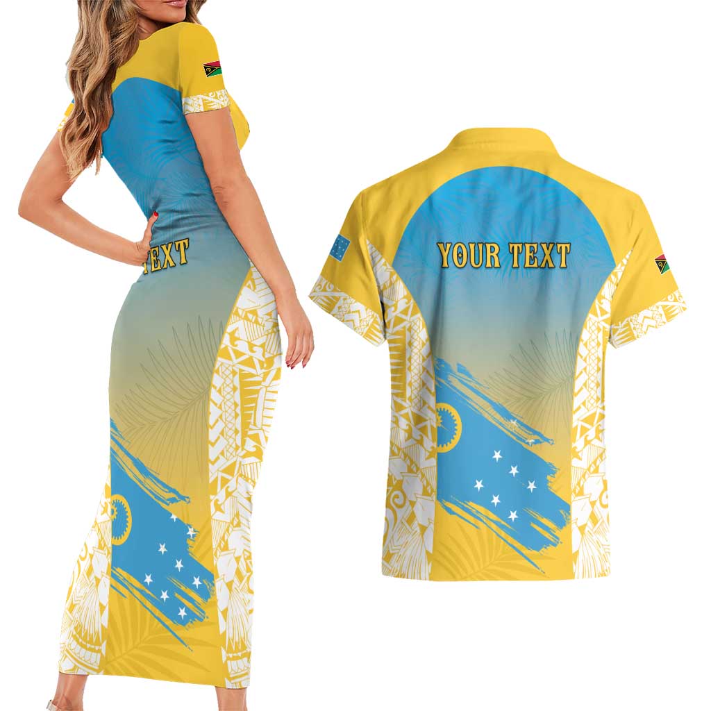 Personalised Vanuatu Sanma Day Couples Matching Short Sleeve Bodycon Dress and Hawaiian Shirt Special Style - Polynesian Pride