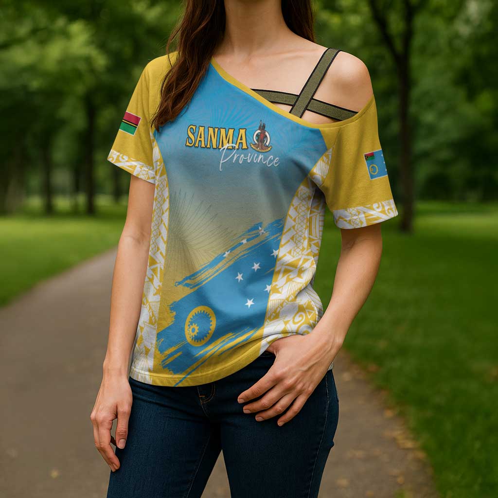 Personalised Vanuatu Sanma Day Cross Shoulder Shirt Special Style - Polynesian Pride