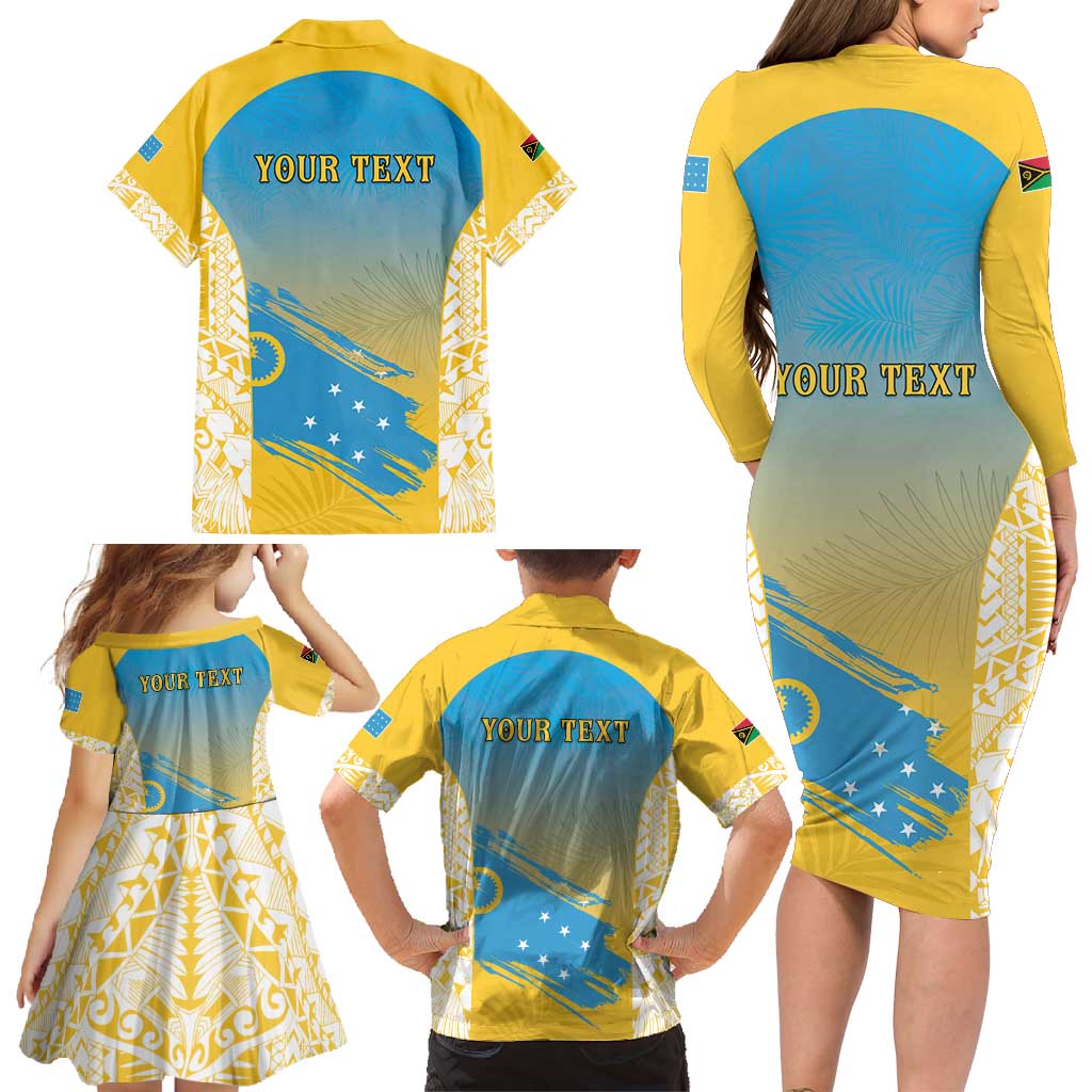 Personalised Vanuatu Sanma Day Family Matching Long Sleeve Bodycon Dress and Hawaiian Shirt Special Style LT05 - Polynesian Pride