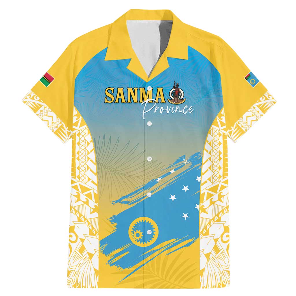 Personalised Vanuatu Sanma Day Family Matching Mermaid Dress and Hawaiian Shirt Special Style LT05 Dad's Shirt - Short Sleeve Yellow - Polynesian Pride