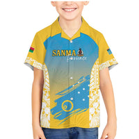 Personalised Vanuatu Sanma Day Family Matching Mermaid Dress and Hawaiian Shirt Special Style LT05 Son's Shirt Yellow - Polynesian Pride