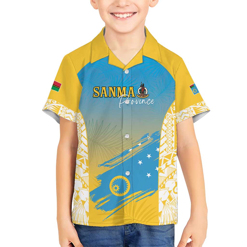 Personalised Vanuatu Sanma Day Family Matching Short Sleeve Bodycon Dress and Hawaiian Shirt Special Style LT05 Son's Shirt Yellow - Polynesian Pride