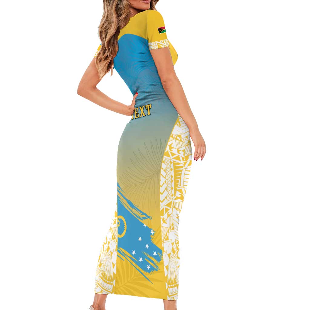 Personalised Vanuatu Sanma Day Short Sleeve Bodycon Dress Special Style - Polynesian Pride
