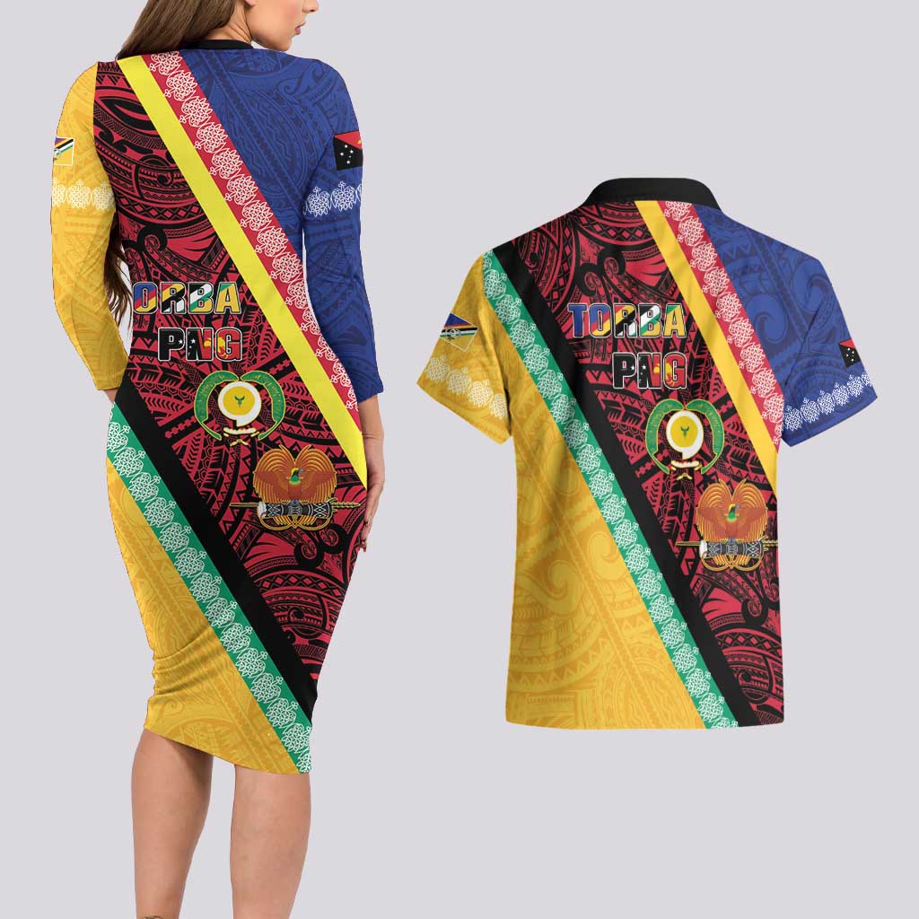 Love Torba PNG Day Couples Matching Long Sleeve Bodycon Dress and Hawaiian Shirt Together We Grow LT05 - Polynesian Pride