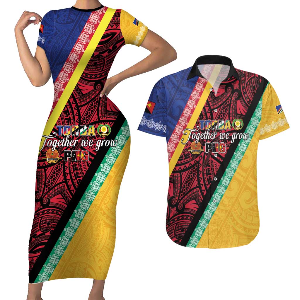 Love Torba PNG Day Couples Matching Short Sleeve Bodycon Dress and Hawaiian Shirt Together We Grow LT05 Colorful - Polynesian Pride