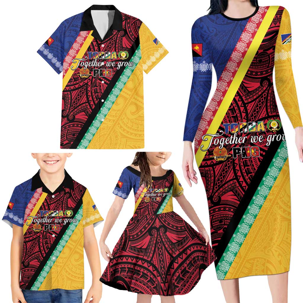 Love Torba PNG Day Family Matching Long Sleeve Bodycon Dress and Hawaiian Shirt Together We Grow LT05 - Polynesian Pride