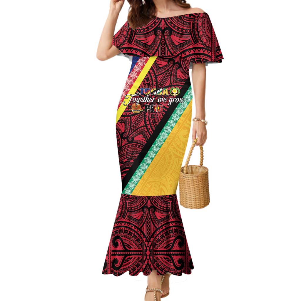 Love Torba PNG Day Family Matching Mermaid Dress and Hawaiian Shirt Together We Grow LT05 Mom's Dress Colorful - Polynesian Pride