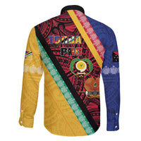 Love Torba PNG Day Family Matching Off The Shoulder Long Sleeve Dress and Hawaiian Shirt Together We Grow LT05 - Polynesian Pride