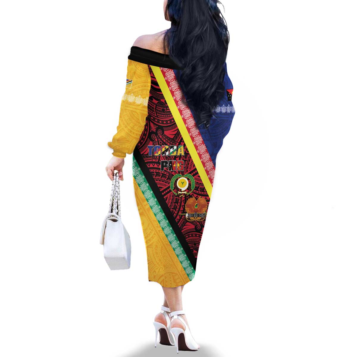 Love Torba PNG Day Family Matching Off The Shoulder Long Sleeve Dress and Hawaiian Shirt Together We Grow LT05 - Polynesian Pride