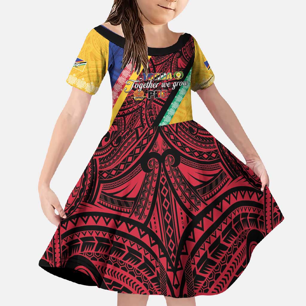 Love Torba PNG Day Family Matching Off Shoulder Maxi Dress and Hawaiian Shirt Together We Grow LT05 Daughter's Dress Colorful - Polynesian Pride