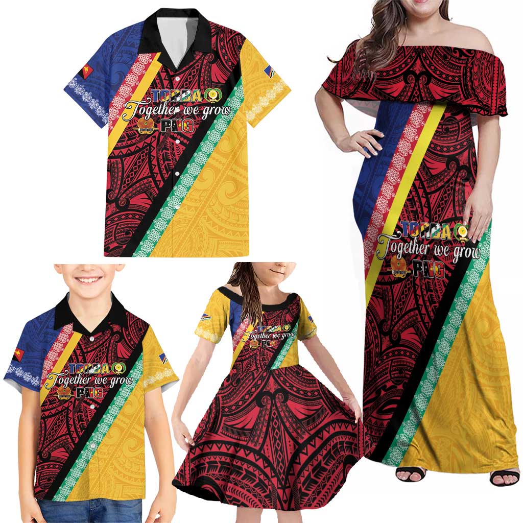 Love Torba PNG Day Family Matching Off Shoulder Maxi Dress and Hawaiian Shirt Together We Grow LT05 - Polynesian Pride