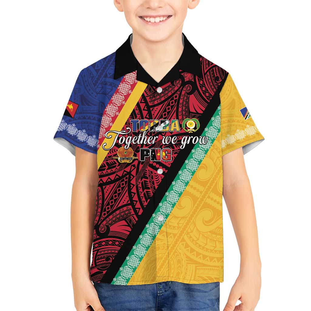 Love Torba PNG Day Family Matching Off Shoulder Maxi Dress and Hawaiian Shirt Together We Grow LT05 Son's Shirt Colorful - Polynesian Pride