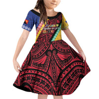 Love Torba PNG Day Family Matching Off Shoulder Short Dress and Hawaiian Shirt Together We Grow LT05 Daughter's Dress Colorful - Polynesian Pride