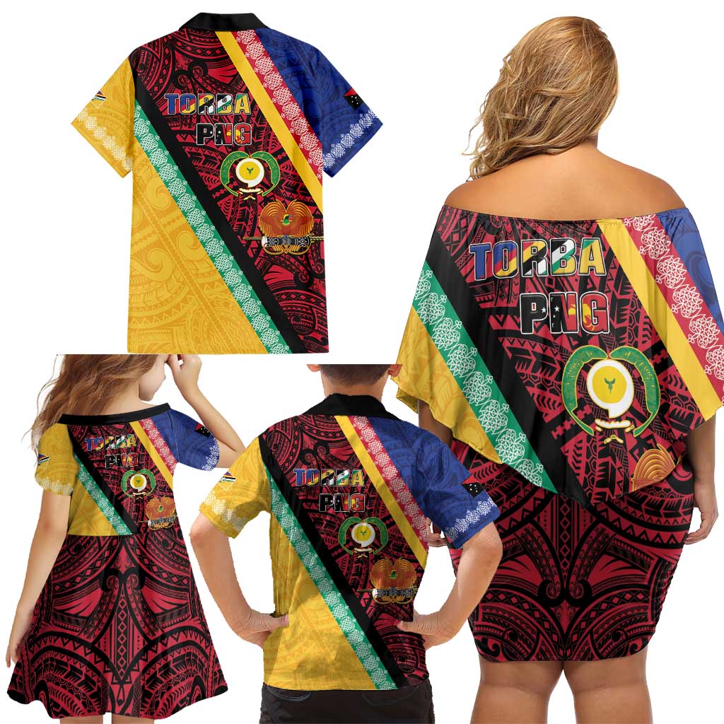 Love Torba PNG Day Family Matching Off Shoulder Short Dress and Hawaiian Shirt Together We Grow LT05 - Polynesian Pride