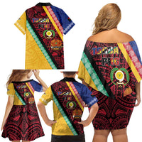 Love Torba PNG Day Family Matching Off Shoulder Short Dress and Hawaiian Shirt Together We Grow LT05 - Polynesian Pride