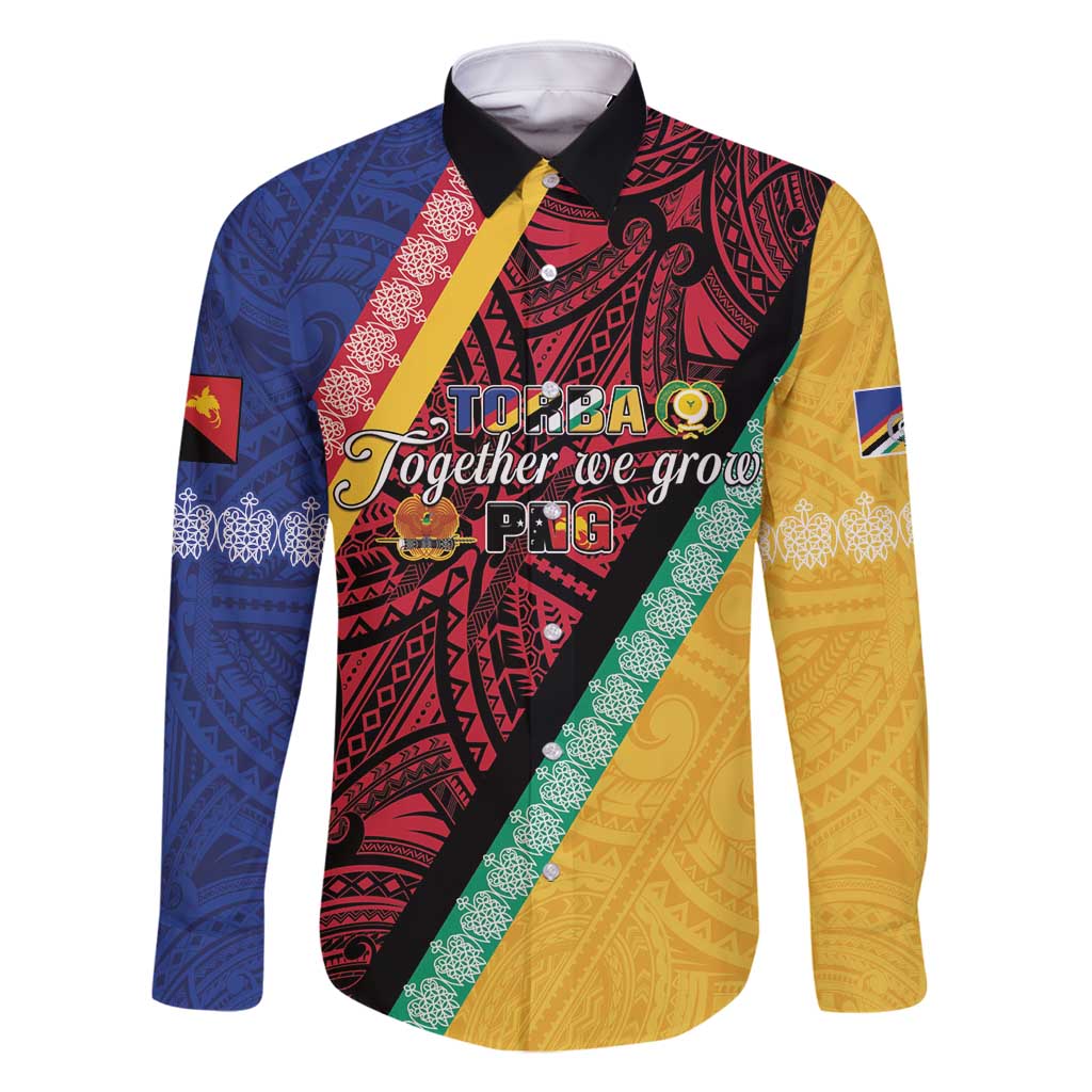 Love Torba PNG Day Family Matching Off Shoulder Short Dress and Hawaiian Shirt Together We Grow LT05 Dad's Shirt - Long Sleeve Colorful - Polynesian Pride