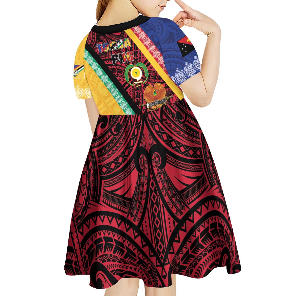 Love Torba PNG Day Kid Short Sleeve Dress Together We Grow - Polynesian Pride