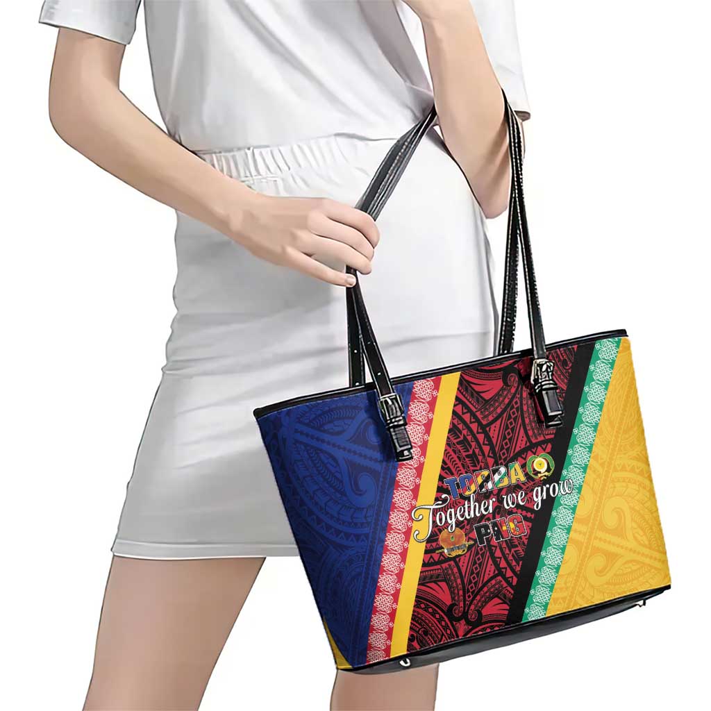 Love Torba PNG Day Leather Tote Bag Together We Grow LT05 - Polynesian Pride