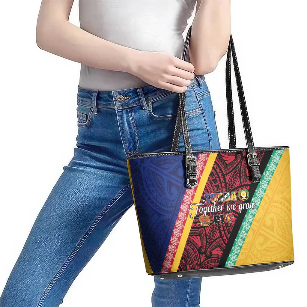 Love Torba PNG Day Leather Tote Bag Together We Grow LT05 - Polynesian Pride