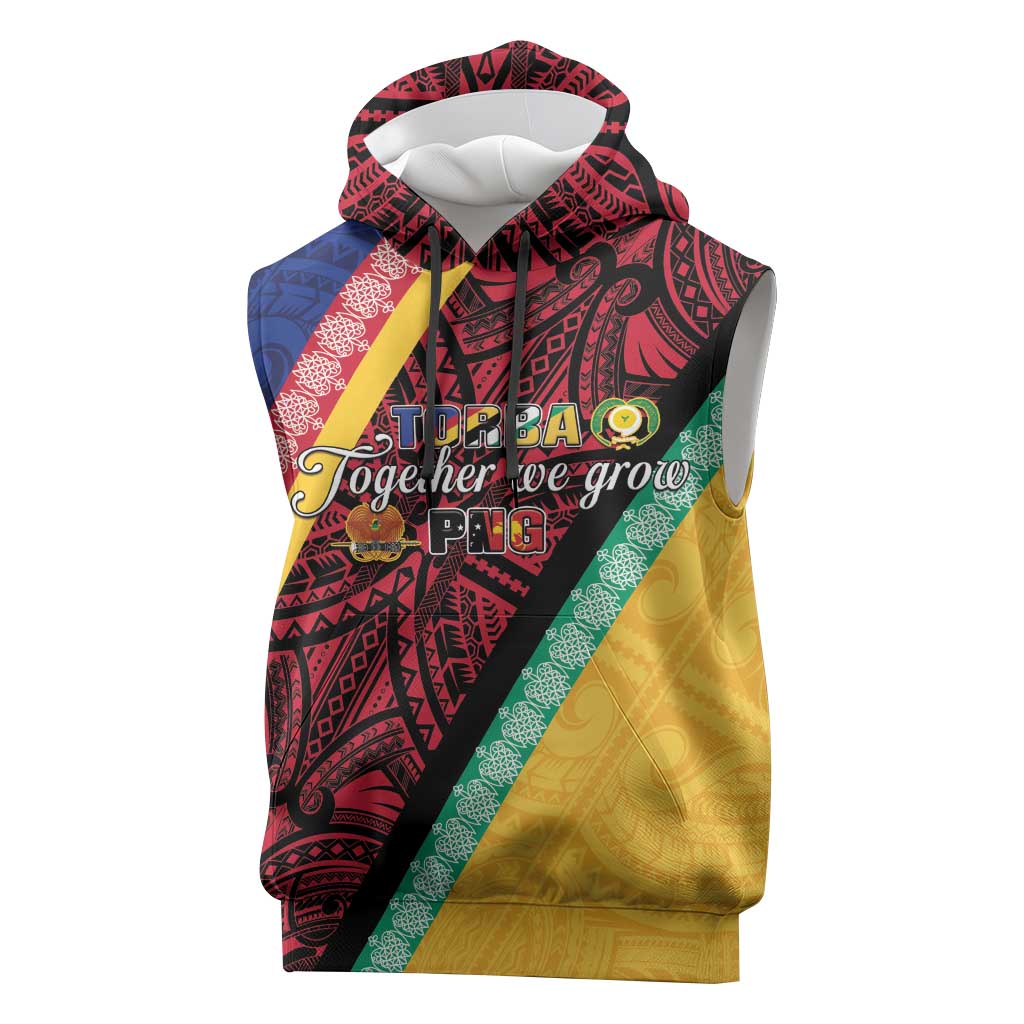 Love Torba PNG Day Sleeveless Hoodie Together We Grow - Polynesian Pride