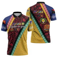 Love Torba PNG Day Zipper Polo Shirt Together We Grow - Polynesian Pride