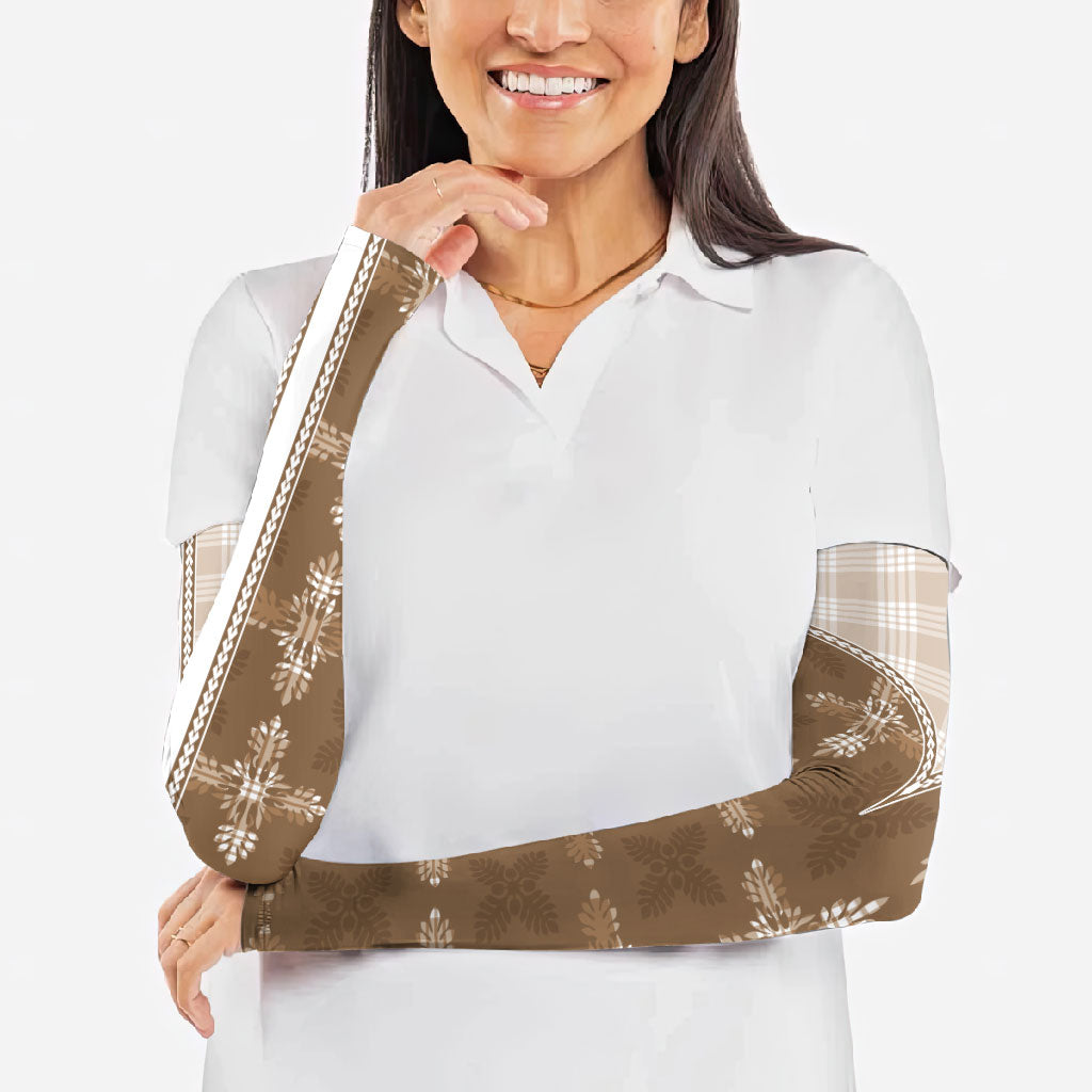 Beige Hawaii Paniolo Quilt Motif Arm Sleeves LT05 - Polynesian Pride