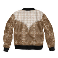 Beige Hawaii Paniolo Quilt Motif Bomber Jacket LT05 - Polynesian Pride