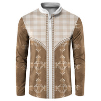 Beige Hawaii Paniolo Quilt Motif Button Sweatshirt LT05 Beige - Polynesian Pride