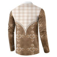 Beige Hawaii Paniolo Quilt Motif Button Sweatshirt LT05 - Polynesian Pride