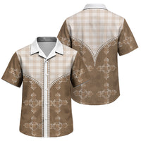 Beige Hawaii Paniolo Quilt Motif Family Matching Off Shoulder Maxi Dress and Hawaiian Shirt LT05 Son's Shirt Beige - Polynesian Pride