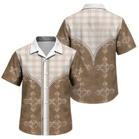 Beige Hawaii Paniolo Quilt Motif Family Matching Puletasi and Hawaiian Shirt LT05 Son's Shirt Beige - Polynesian Pride