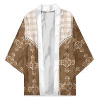 Beige Hawaii Paniolo Quilt Motif Kimono LT05 Unisex Beige - Polynesian Pride