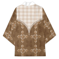 Beige Hawaii Paniolo Quilt Motif Kimono LT05 - Polynesian Pride