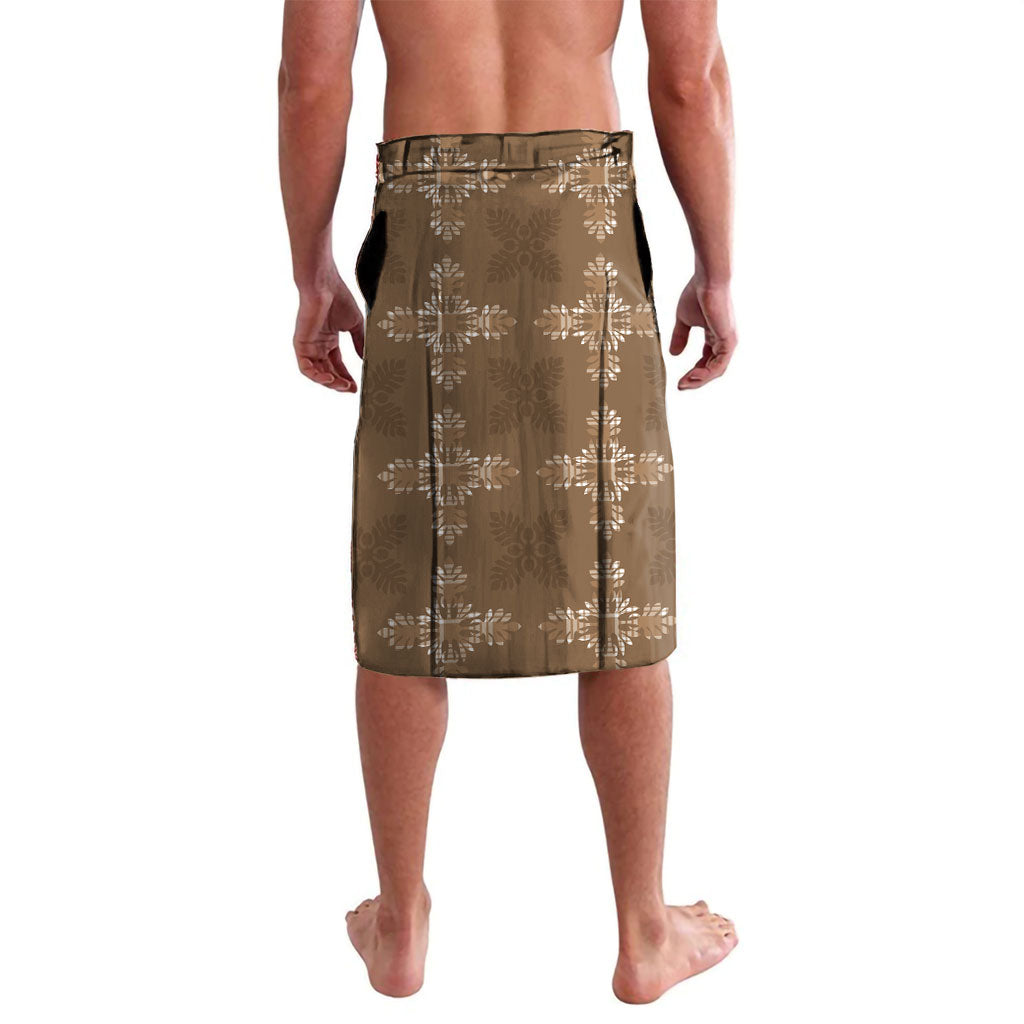 Beige Hawaii Paniolo Quilt Motif Lavalava LT05 - Polynesian Pride