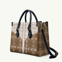 Beige Hawaii Paniolo Quilt Motif Leather Bag LT05 Beige - Polynesian Pride
