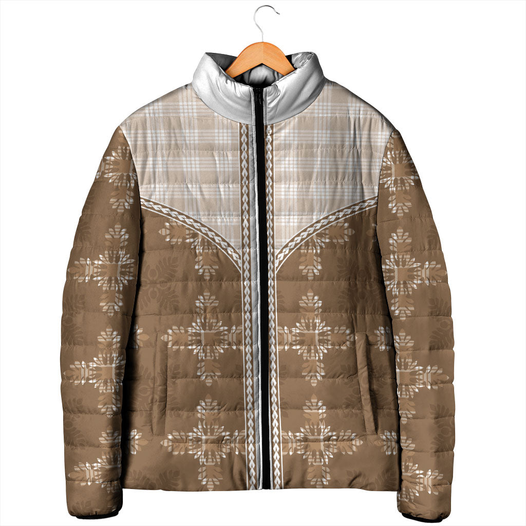 Beige Hawaii Paniolo Quilt Motif Padded Jacket LT05 - Polynesian Pride