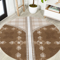 Beige Hawaii Paniolo Quilt Motif Round Carpet LT05 Beige - Polynesian Pride