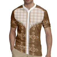Beige Hawaii Paniolo Quilt Motif Rugby Jersey LT05 - Polynesian Pride