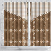Beige Hawaii Paniolo Quilt Motif Shower Curtain LT05 - Polynesian Pride