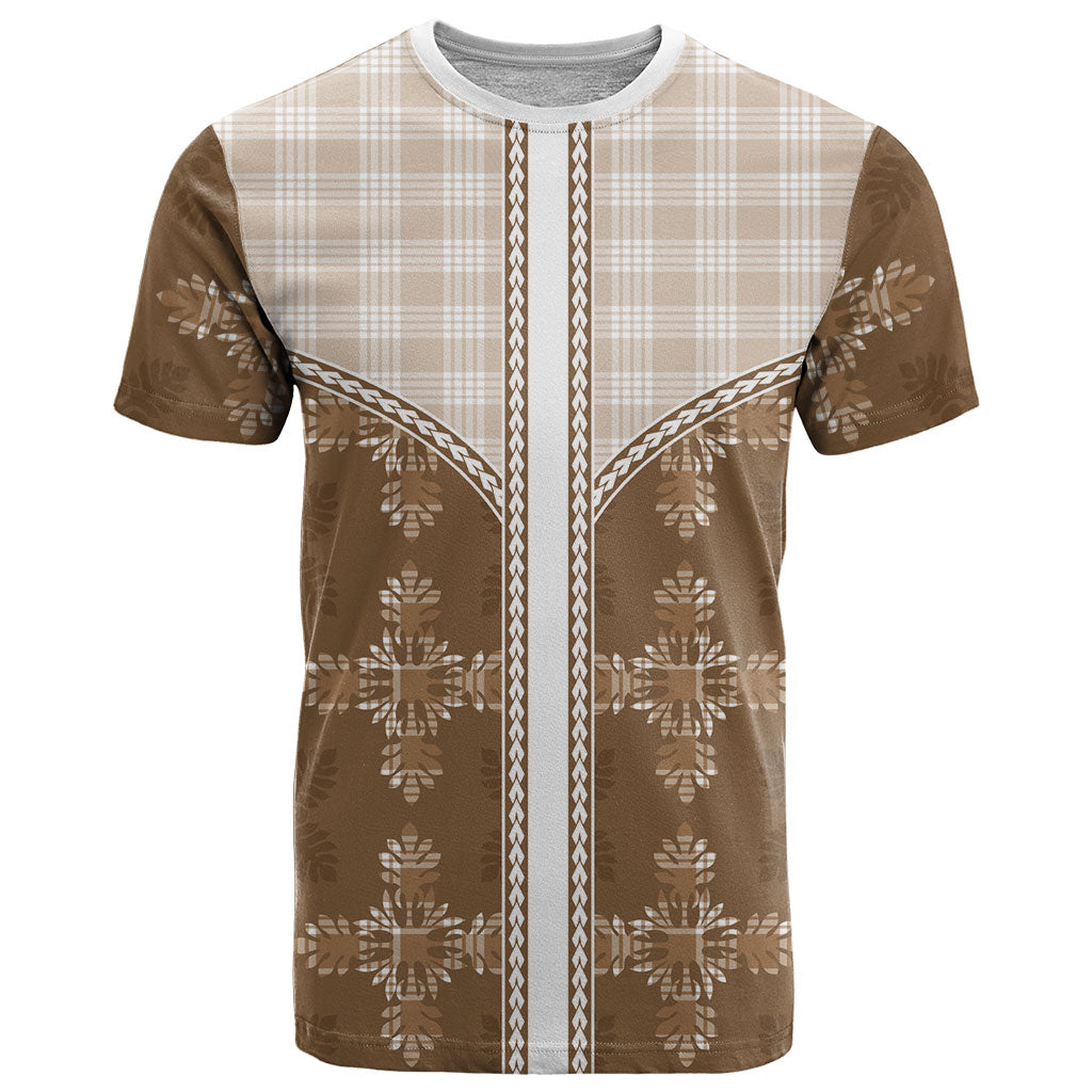Beige Hawaii Paniolo Quilt Motif T Shirt