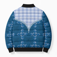 Blue Hawaii Paniolo Quilt Motif Bomber Puffer Jacket LT05 - Polynesian Pride