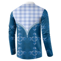 Blue Hawaii Paniolo Quilt Motif Button Sweatshirt LT05 - Polynesian Pride