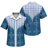 Blue Hawaii Paniolo Quilt Motif Family Matching Off Shoulder Maxi Dress and Hawaiian Shirt LT05 Son's Shirt Blue - Polynesian Pride
