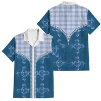 Blue Hawaii Paniolo Quilt Motif Family Matching Summer Maxi Dress and Hawaiian Shirt LT05 Dad's Shirt - Short Sleeve Blue - Polynesian Pride