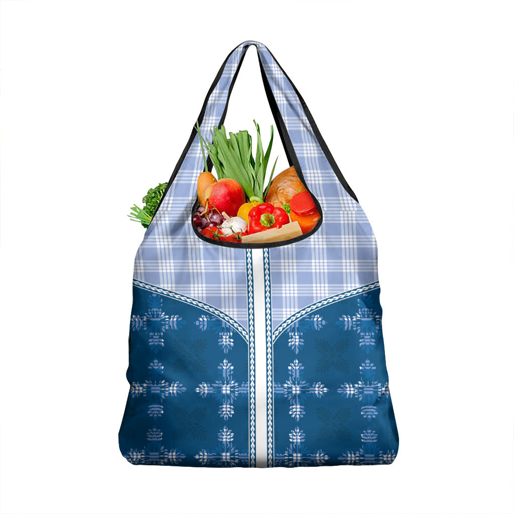 Blue Hawaii Paniolo Quilt Motif Grocery Bag
