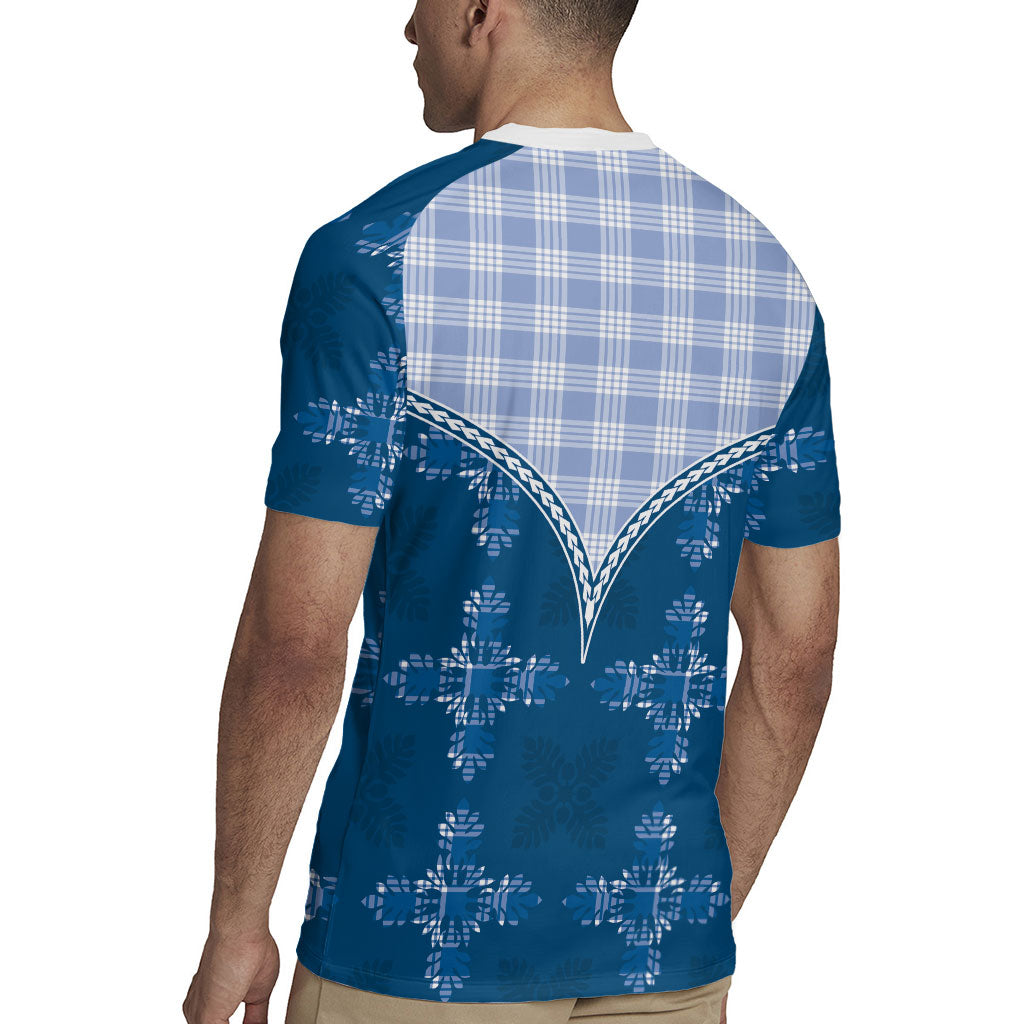 Blue Hawaii Paniolo Quilt Motif Rugby Jersey LT05 - Polynesian Pride